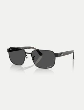 Rb3751 - Polarized+- Eckige, polarisierte Sonnenbrille in Schwarz mit grauen Gläsern Schwarz XXL