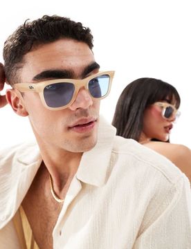 Lunettes de soleil wayfarer - Crème/bleu-Blanc