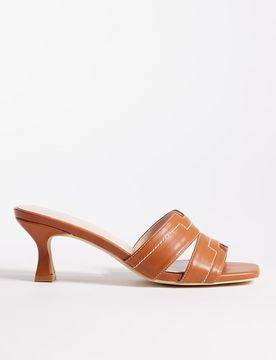 Clydie - Sandales style mules à petit talon - Fauve-Brown 37