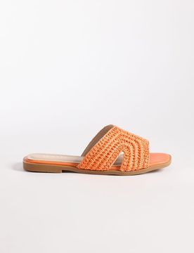 Coraline - Flache Slider-Sandalen aus Bast in Orange Orange 42