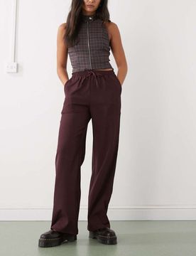 Elegante Hose in Weinrot mit weitem Bein-Keine Farbe Keine Farbe 32