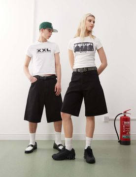Astro - Short en jean baggy unisexe - Noir W28