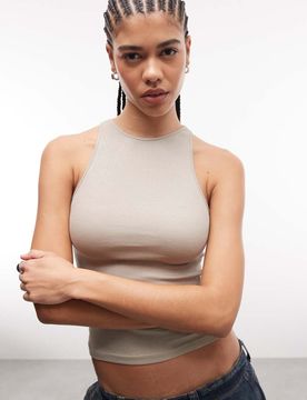 Hochgeschlossenes Tanktop in Beige-Neutral Neutral M