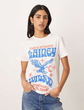 X Lainey Wilson - T-shirt à imprimé groupe de musique - Blanc XS
