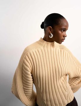 Tolu Coker x - Pull en maille à manches ovoïdes - Beige-Neutre M