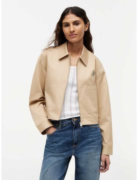 Kurze Twill-Jacke in Khaki mit Logo und aufgesetzten Taschen-Neutral Neutral 38