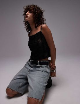 Crop top transparent - Noir S