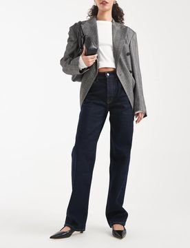 Layla - Jean droit slim à taille haute - Bleu foncé délavé W24 L32
