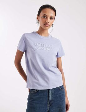 T-shirt à logo effet terni - Bleu délavé M