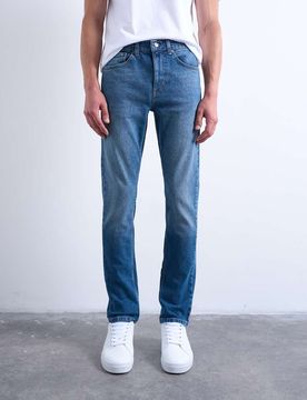 Eng geschnittene Jeans mit Stretch in mittlerer Waschung-Blau Blau W32 L32