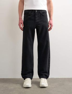 Straight Jeans ohne Stretch in verwaschenem Schwarz Schwarz W34 L32