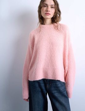 Ultimate - Flauschiger Strickpullover aus Wollmix in Rosa Rosa M