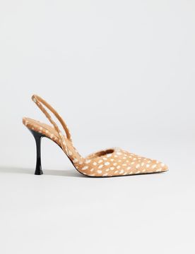 Angel - Escarpins en cuir véritable avec poils à imprimé daim-Marron 40