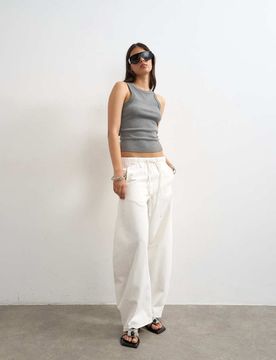 Barrel-Leg-Jeans zum Hineinschlüpfen in Knochenweiß Weiß W36 L32