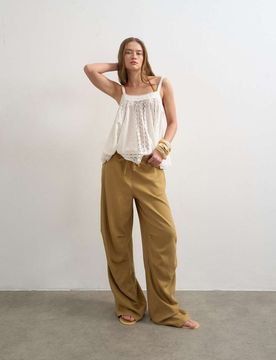 Cargohose aus Leinen in Hellbraun-Brown Brown 32