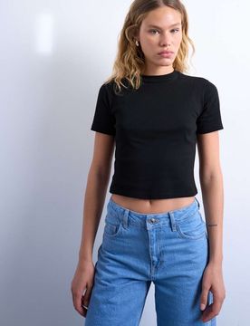 Everyday - T-shirt effet rétréci - Noir S