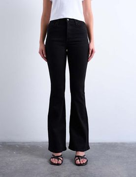 Jamie - Schlagjeans in Schwarz mit hohem Bund Schwarz W28 L30