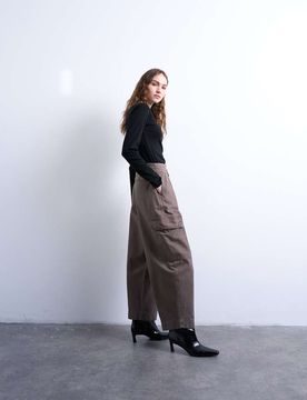 Pantalon cargo à pinces - Marron ultra-délavé-Brown 38