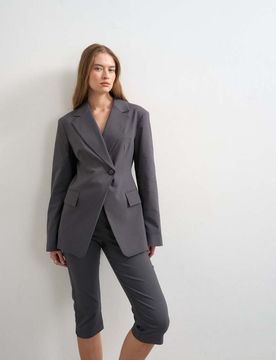 Schlichter, taillierter Blazer in Anthrazit, Kombiteil-Grau Grau 40