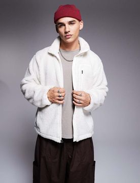 Extreme Pile - Schwere Teddyfleece-Jacke in Wollweiß Weiß 2XL