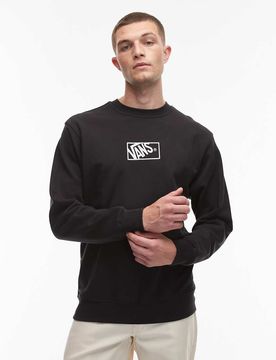 Locker geschnittenes Sweatshirt in Schwarz mit mittigem Box-Logo im Colourblock-Design Schwarz XL