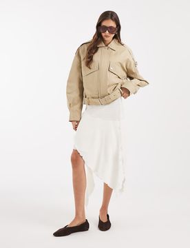 Mini-jupe asymétrique en dentelle à volants - Blanc 2XL