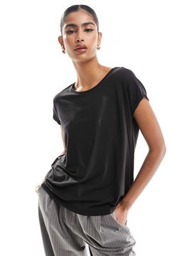 T-Shirt in Schwarz mit Rundhalsausschnitt Schwarz XL