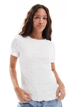 T-shirt texturé à manches courtes - Blanc XS