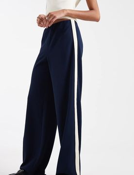 Pantalon à enfiler ample avec bande latérale - Bleu marine XXS