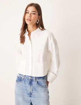 Chemise courte de qualité supérieure avec poches - Blanc 42