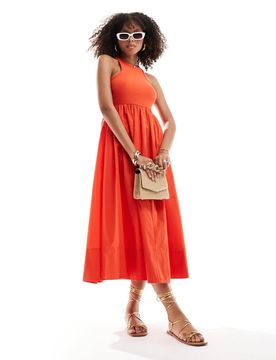 Y.A.S - Robe longue à dos nageur en jersey et coton - Rouge S