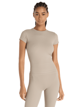 Ribbed Fitted T-shirt Damen T-Shirts - Braun - Größe L - Poly Jersey Brown L