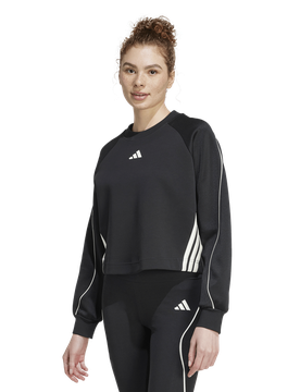 Stadium 3-stripes Crewneck Sweatshirt Donna - Felpe Nero - Taglia 44 - Jersey di cotone 44
