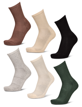 Crew 6 Pack Unisex Socken - Beige - Größe 39 - 42 - Baumwolle Beige 39 - 42