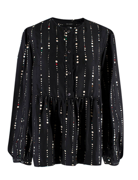 Gemma Polka Dot Black Silk Blouse Size XS