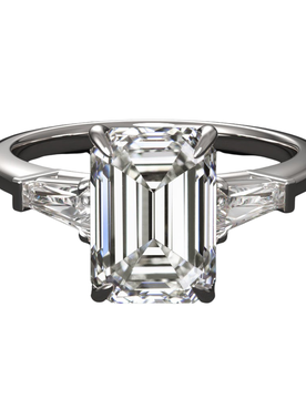 CT Lab Grown Emerald Cut/ Tapered Baguette Ring