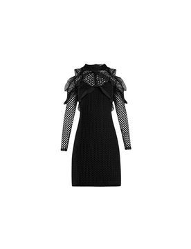 Lace embroidery cold-shoulder dress Size XS