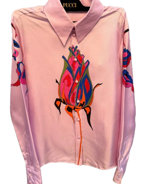 Pucci Rose Print Silk Shirt Size M