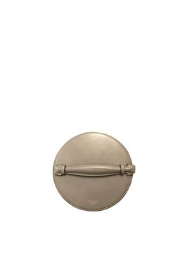 Grey Leather Circular Trunk Bag
