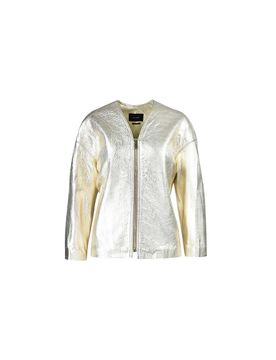 Metallic leather collarless jacket Size M