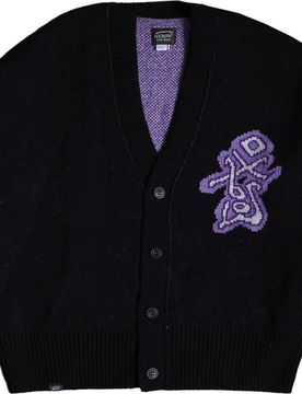 Gilet en laine mérinos et alpaga - Holmen Double Jacquard Cardigan Black en Laine - Taille L - Noir