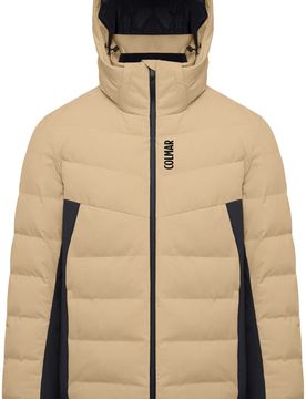 Warme, wasserfeste Hybrid Skijacke Men Ski Puff Jacket Crumble Black für Herren aus Softshell Größe 52 IT Beige