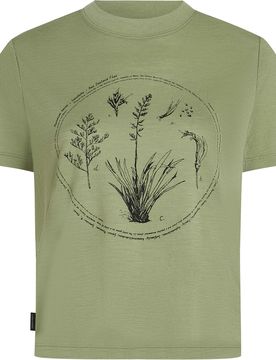 T-shirt de randonnée en laine de mérinos légère - W Merino 150 Tech Lite SS Crop Tee Seed Story Lichen en Laine - Taille XS