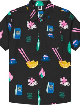 Chemise en coton organique - Mataikona Shirt Daily Japan Print en Coton - Taille S - Navy