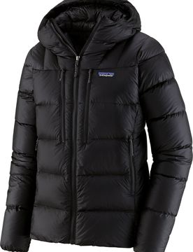 Daunenjacke mit Kapuze W's Fitz Roy Down Hoody Black für Damen aus Wolle Größe L schwarz