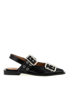 Slingback della fibbia femminile nera