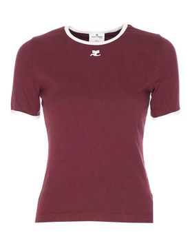 T-shirt di contrasto di firma Bordeaux