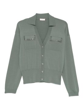 Cardigan Militare Con Tasche Sul Petto