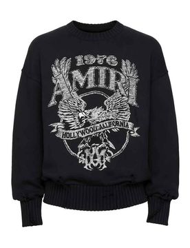 Maglione effetto vissuto con stampa grafica