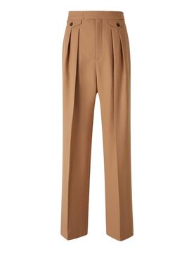 Pantaloni a vita alta in gabardine di lana